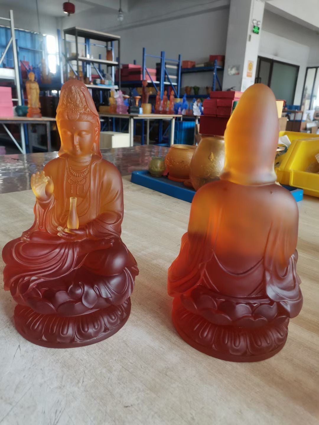 TXF-105Traditional Liuli Kwan-yin Sitting Buddha