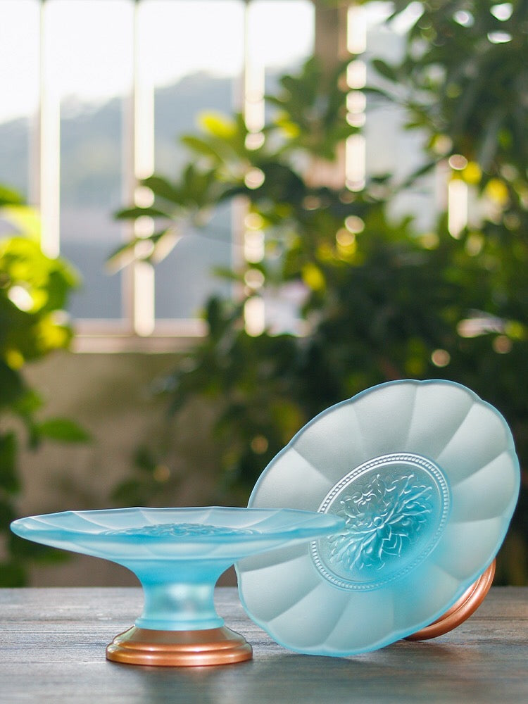 TXJ-325 Liuli Decoration Crystal Rosette Fruit Plate