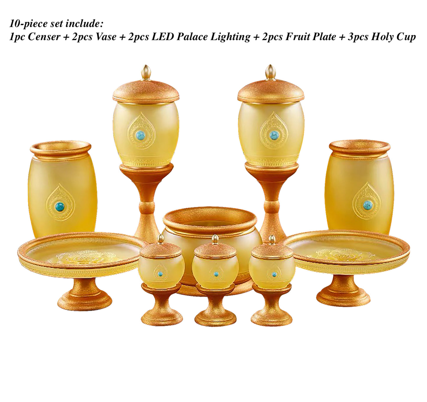 TXJ-800 A 10-piece set Fanhua Worship Buddha Altar Set Home Temple Decoration Gift box Liuli material
