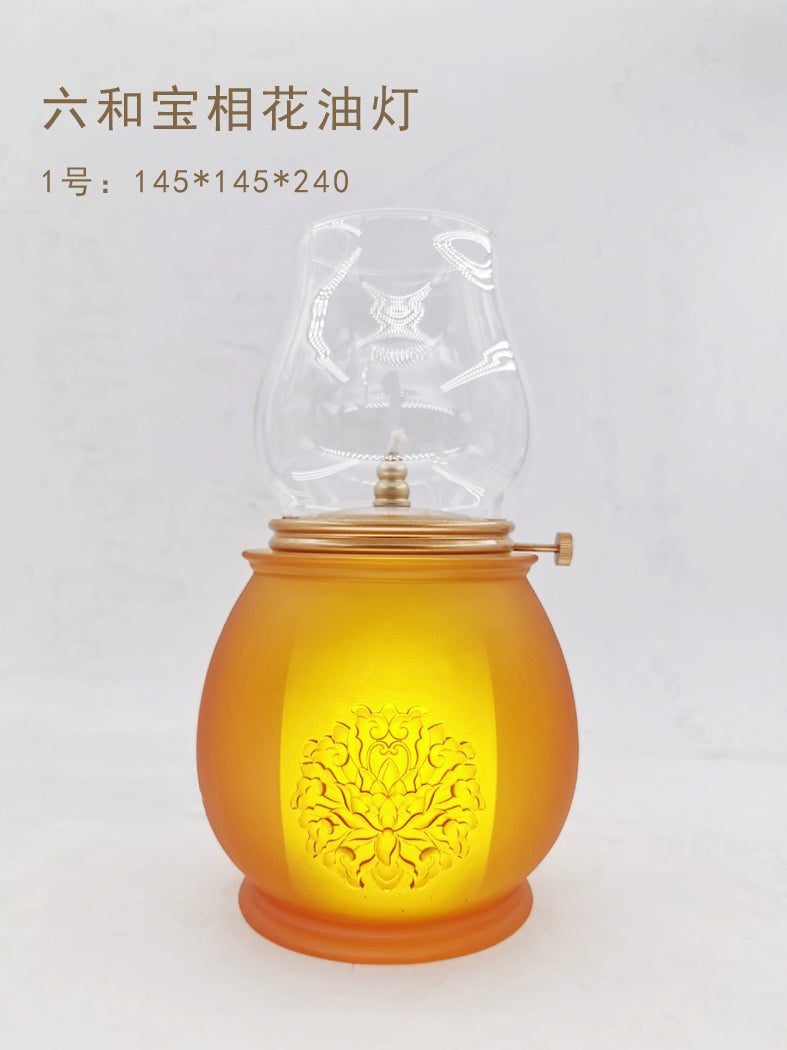 TXJ-221 Antique Home Decoration Relief Liuli Oil Lamp