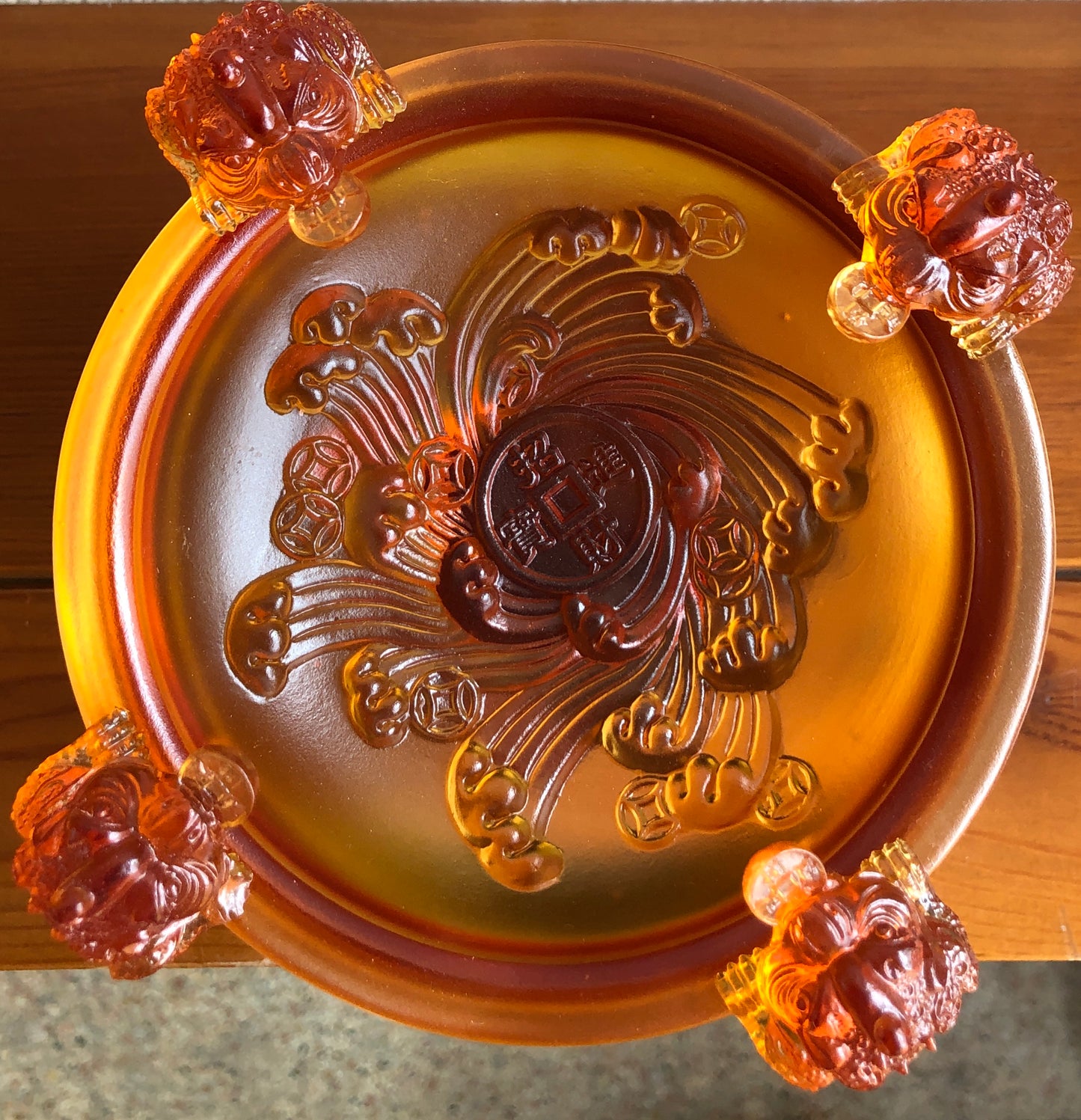 TXJ-901 Fengshui Treasure Bowl traditional liuli Amass Fortunes Lucky Ornament Gold Ingot