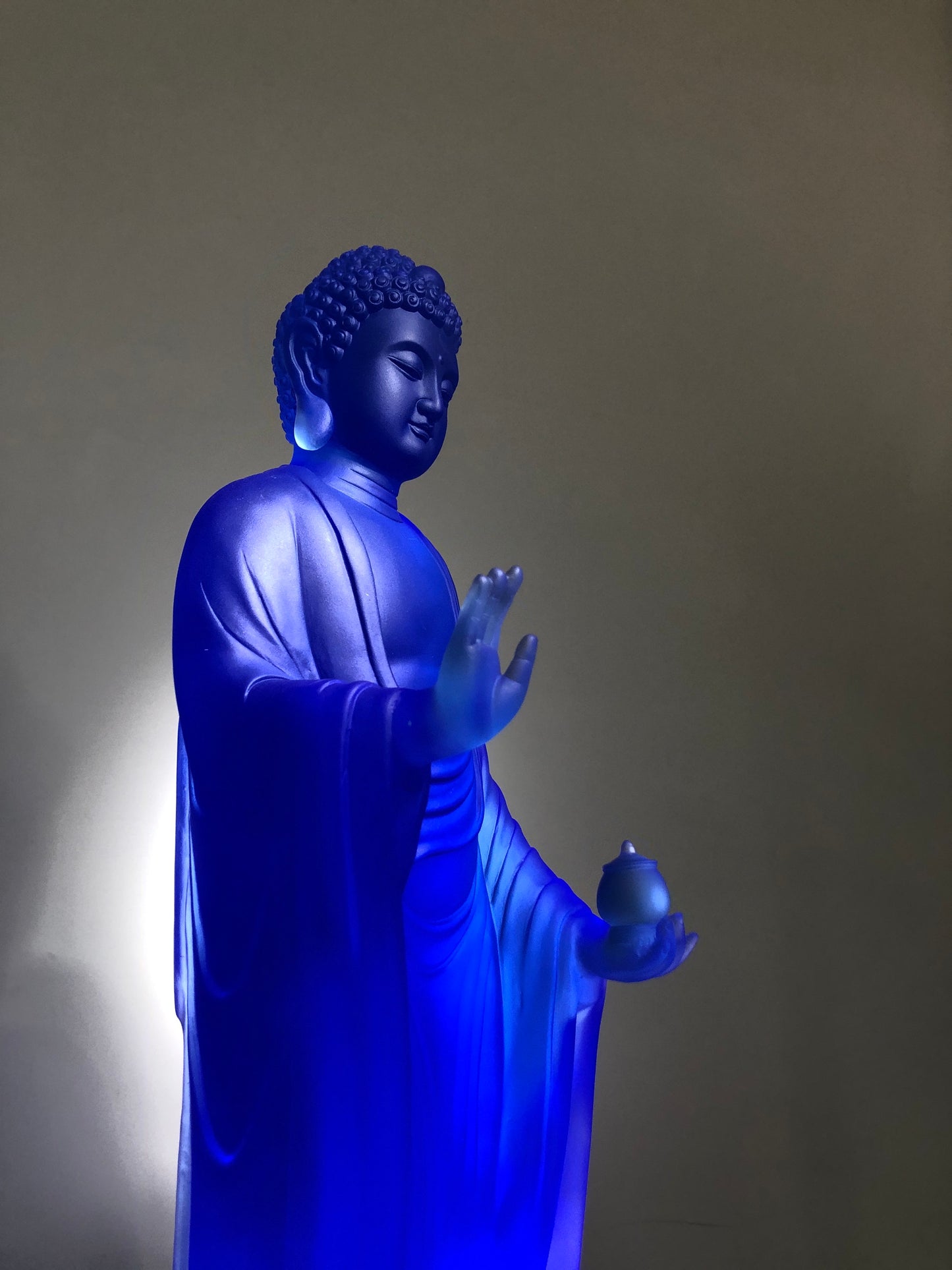 TXF-019 Liuli Large Antique Lord Medicine Buddha Standing Form Statue decorations for buddhist temple