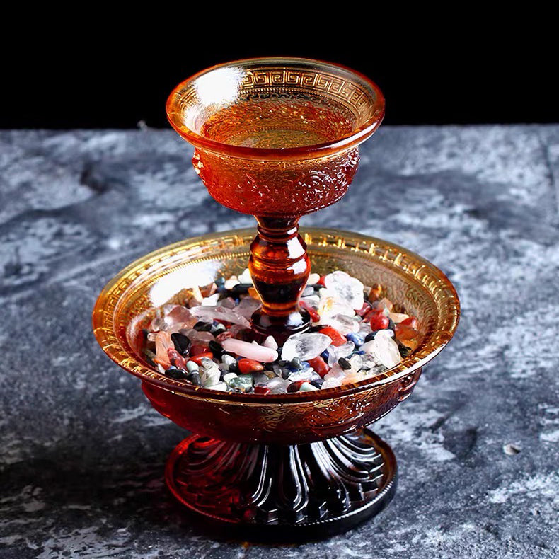 TXJ-201 Fengshui Home Decoration Traditional Liuli Religious Activity Dharmapala cup