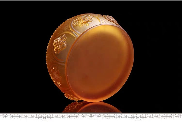 TXJ-313 Eight-auspicious Incense Burner Censer Traditional Liuli Material