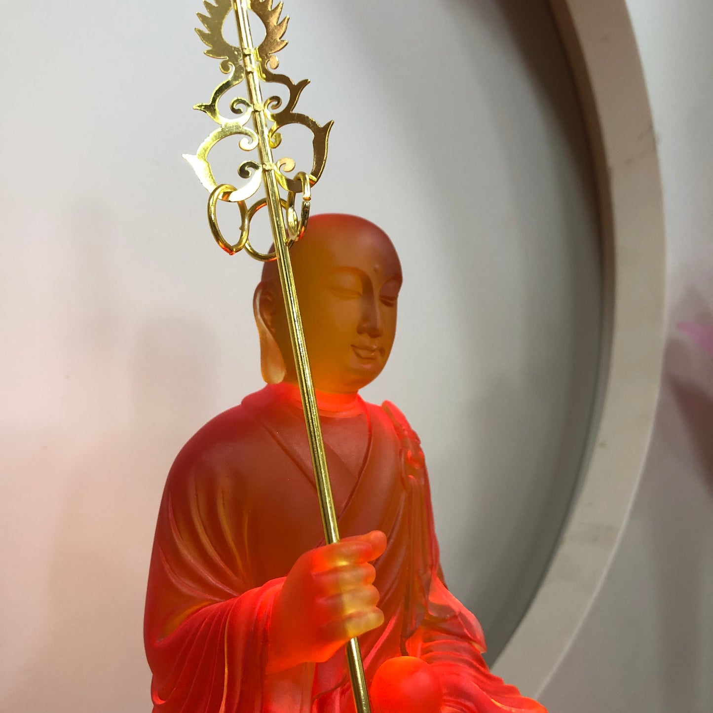 TXF-111-4 Liuli Crystal Sitting Ksitigarbha Bodhisattva Statue 26cm