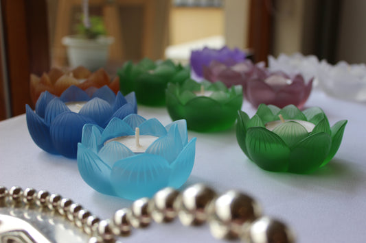 TXJ-211High Quality Seven Colors Lotus flower Liuli  candle holder
