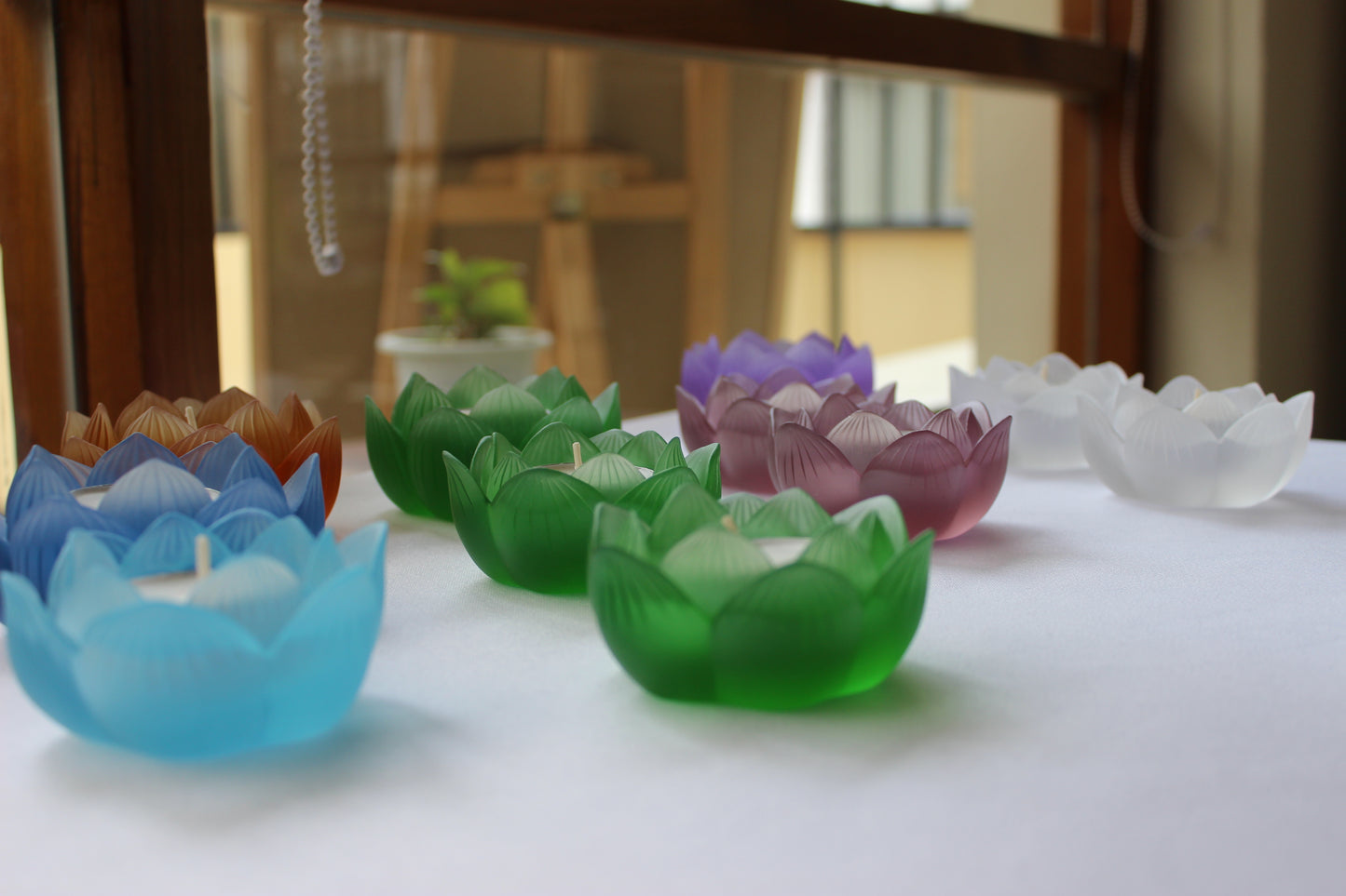 TXJ-211High Quality Seven Colors Lotus flower Liuli  candle holder