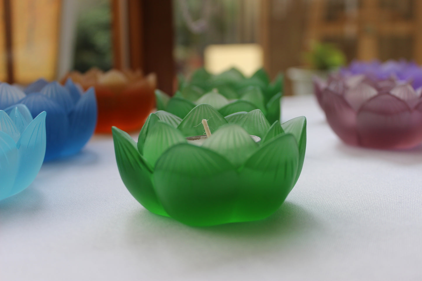 TXJ-211High Quality Seven Colors Lotus flower Liuli  candle holder