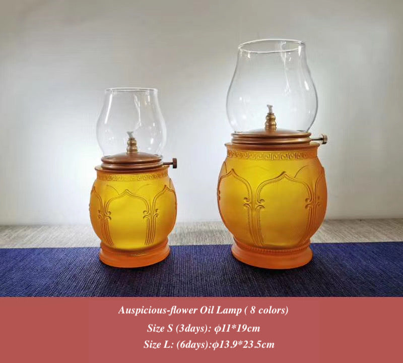 TXJ-221 Antique Home Decoration Relief Liuli Oil Lamp