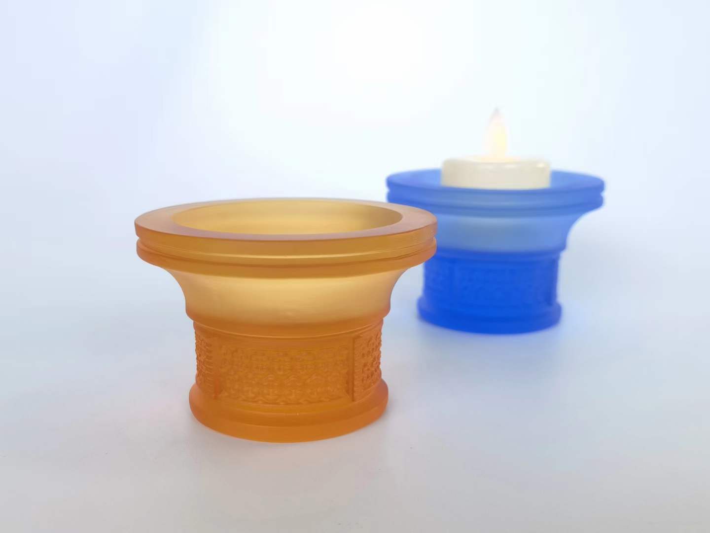 TXJ-301 High Quality Liuli crystal Flounce Candle Holder Home Decoration Ornament