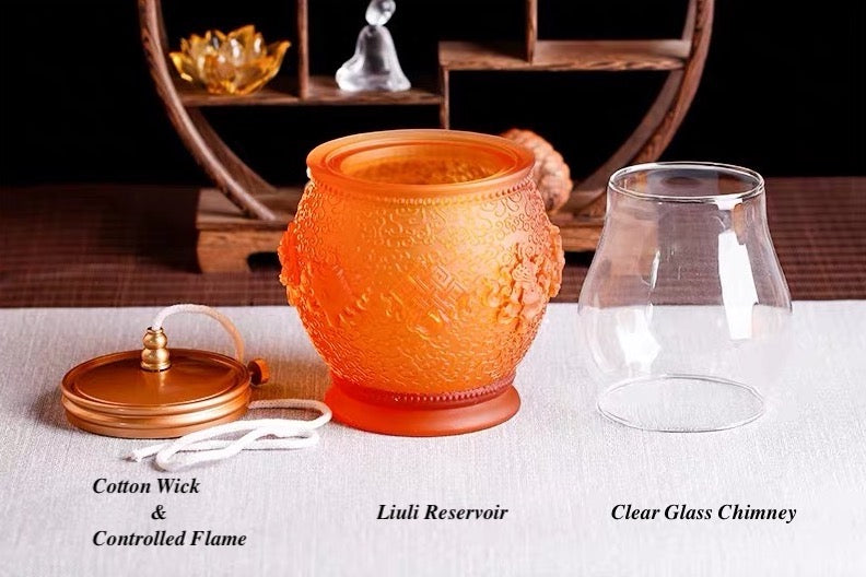 TXJ-221 Antique Home Decoration Relief Liuli Oil Lamp