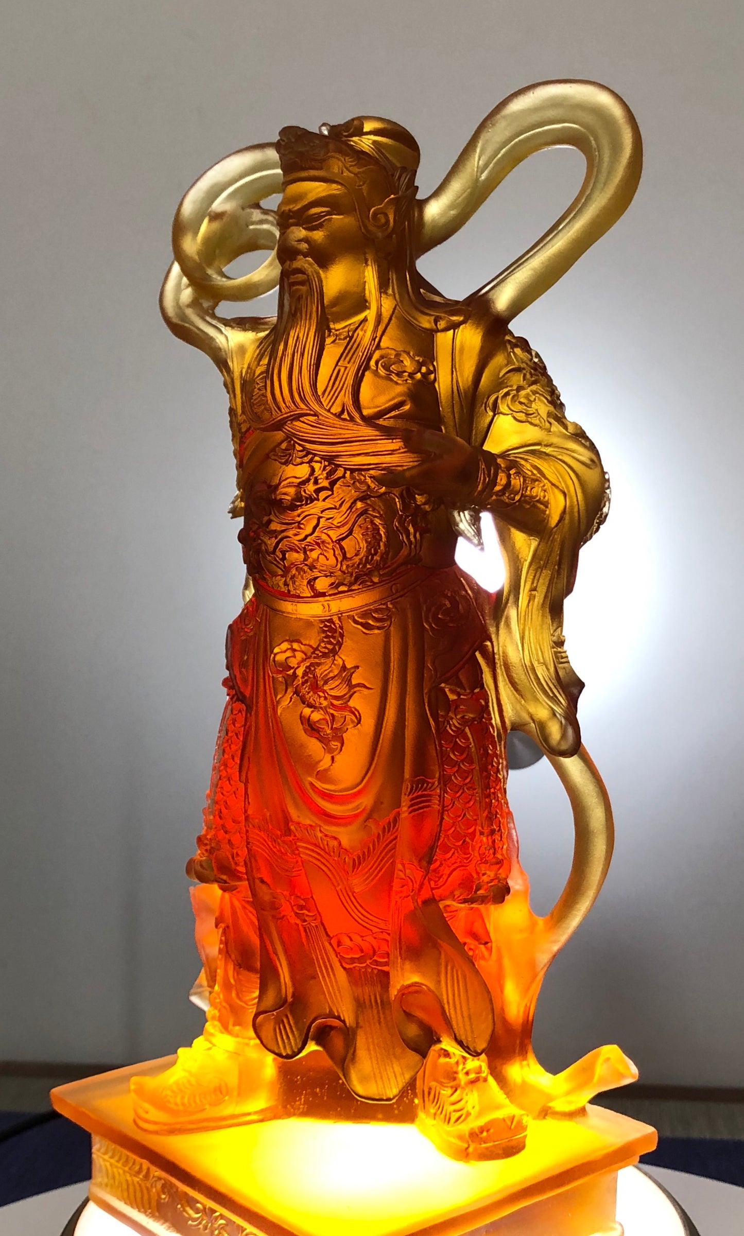 TXF-112 2-piece Chinese Fengshui Traditional Art Collection Liuli WeiTuo & GuanGong Dharma Protector