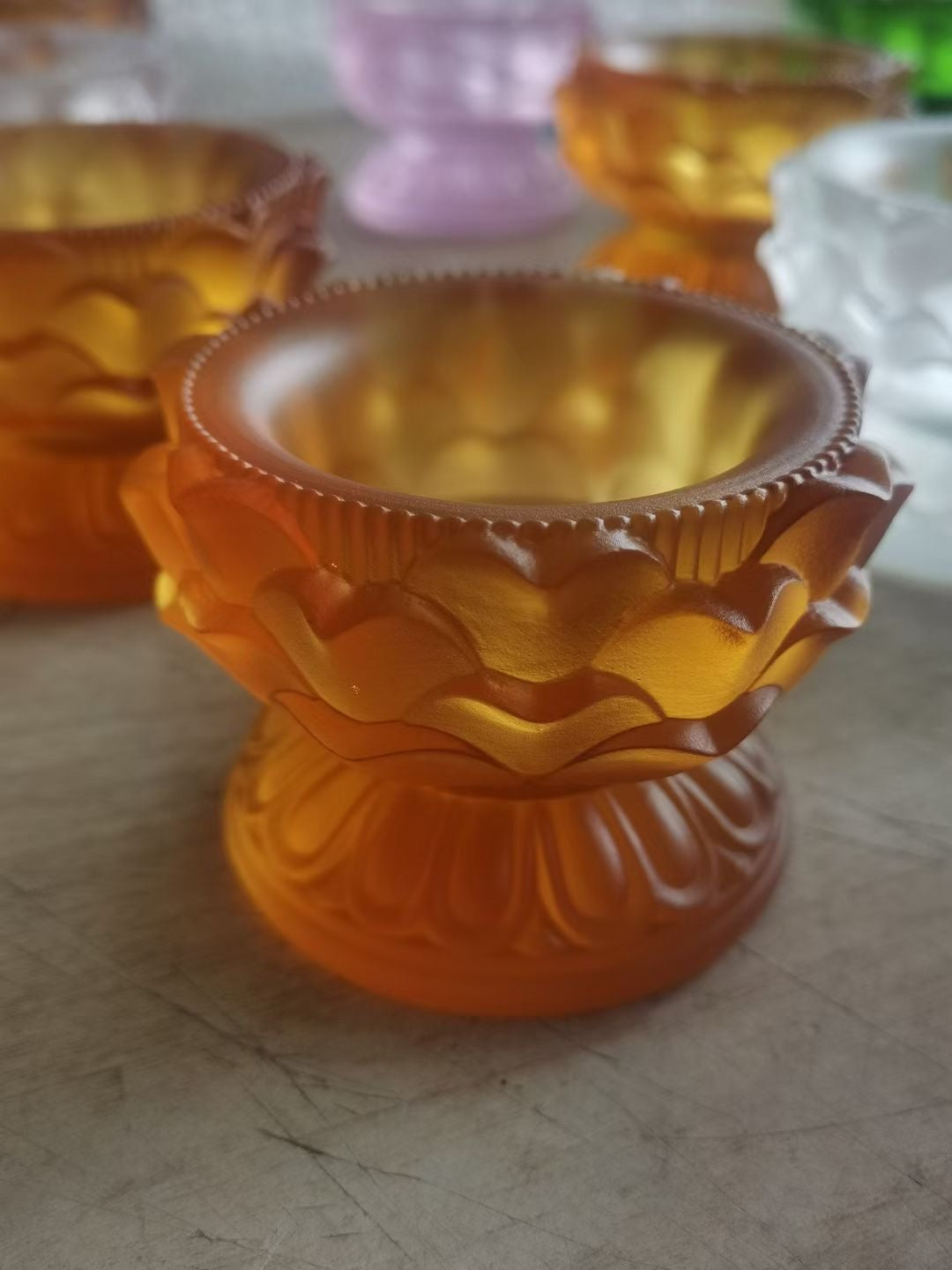 TXJ-303 Traditional Liuli crystal Fluctuation Candle Holder Office Decoration Ornament