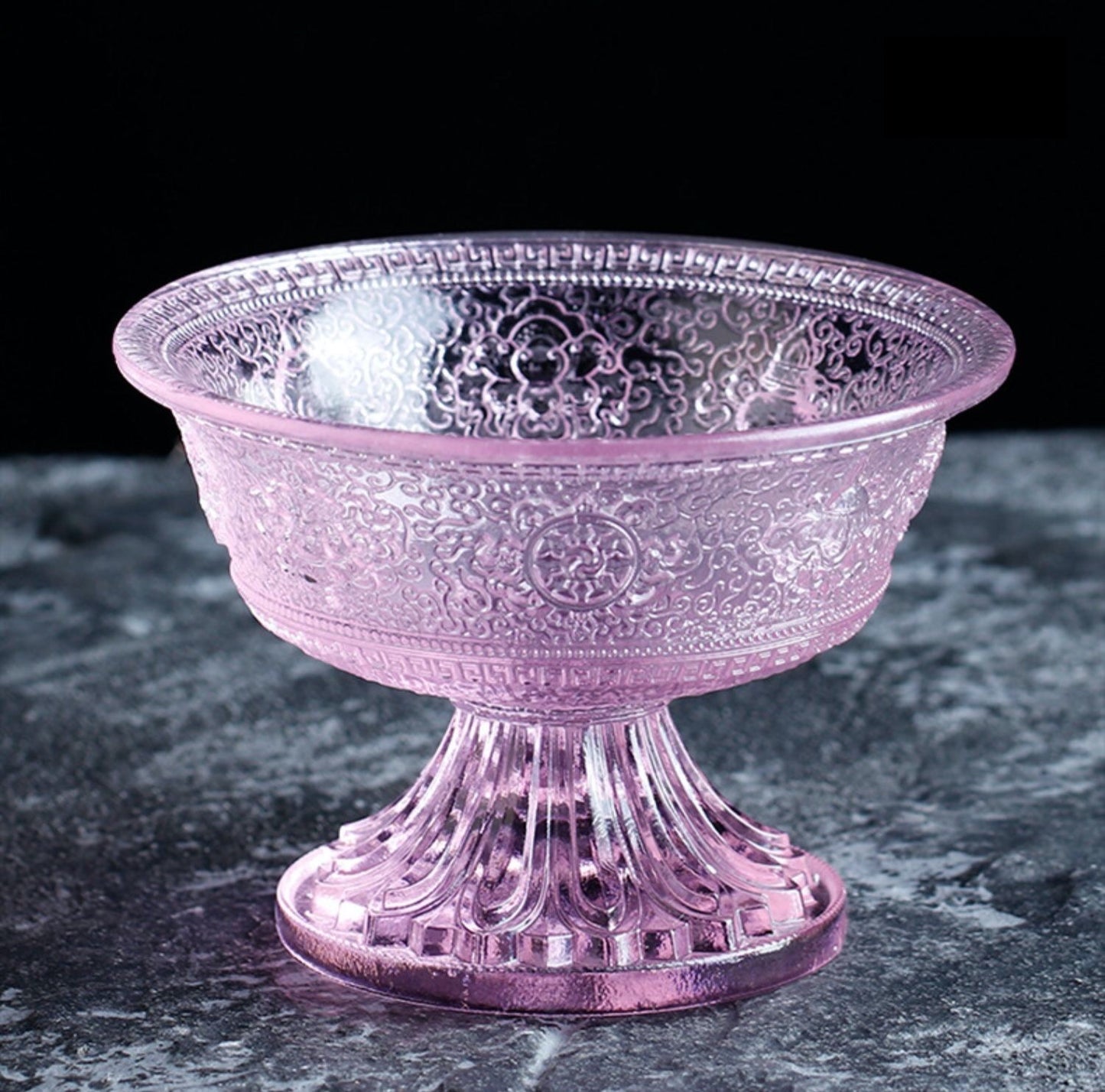 TXJ-241L Traditional Liuli embossed Eight-Auspicious symbol Crystal Glass Large Cup Bowl