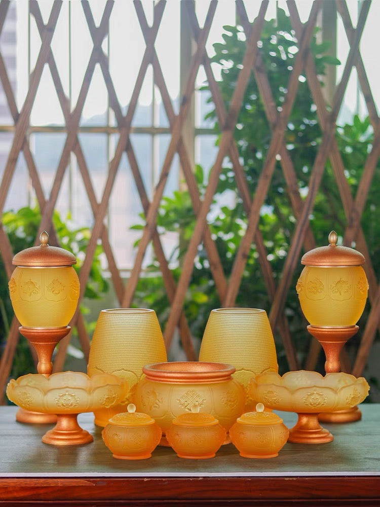 TXJ-400 New arrival A 10-piece Altar set Liuli 8-Treasures Lotus set