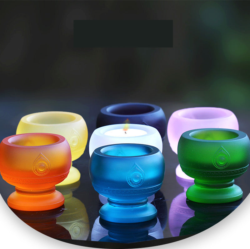 TXJ-302 Traditional Liuli crystal Brahma Candle Holder Yoga Decoration Ornament