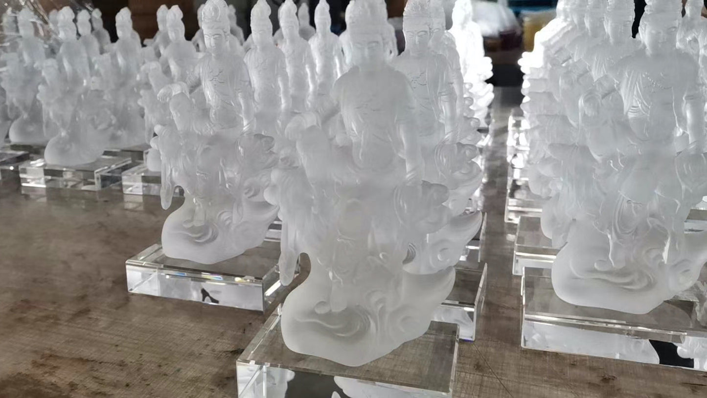 TXF-109 Home Shrine Decoration Ornament Traditional Liuli Customized Fearless avalokitesvara kwan yin guanyin statue