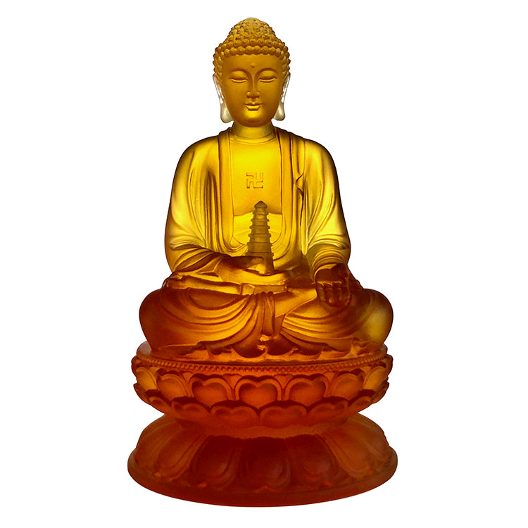 TXF-001   Home Temple Decoration Ornament  Liuli Sambo Buddha Statue