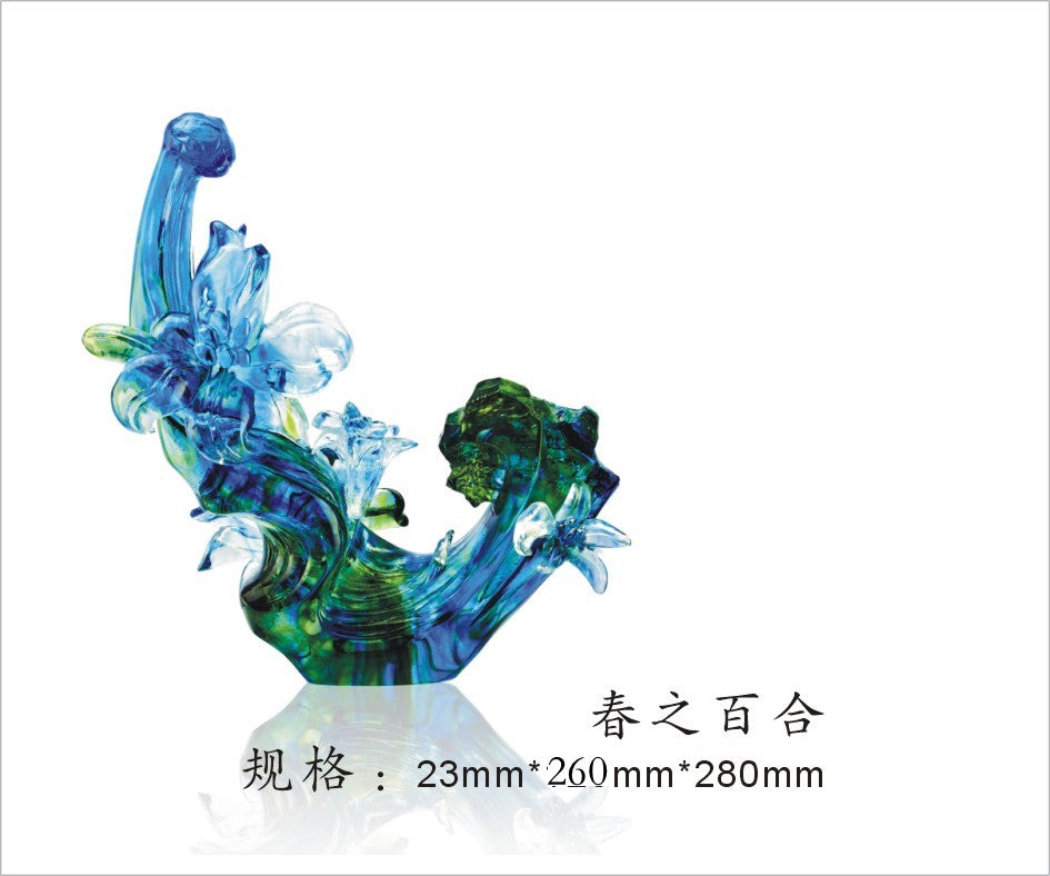 TXJ-931 Liuli Crystal Ornament artwork Home Decor Spring Lily