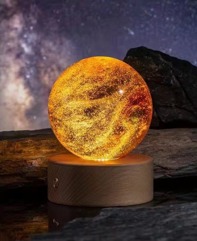 TY-935 A 7-piece set 40mm liuli ball with LED Wooden Base