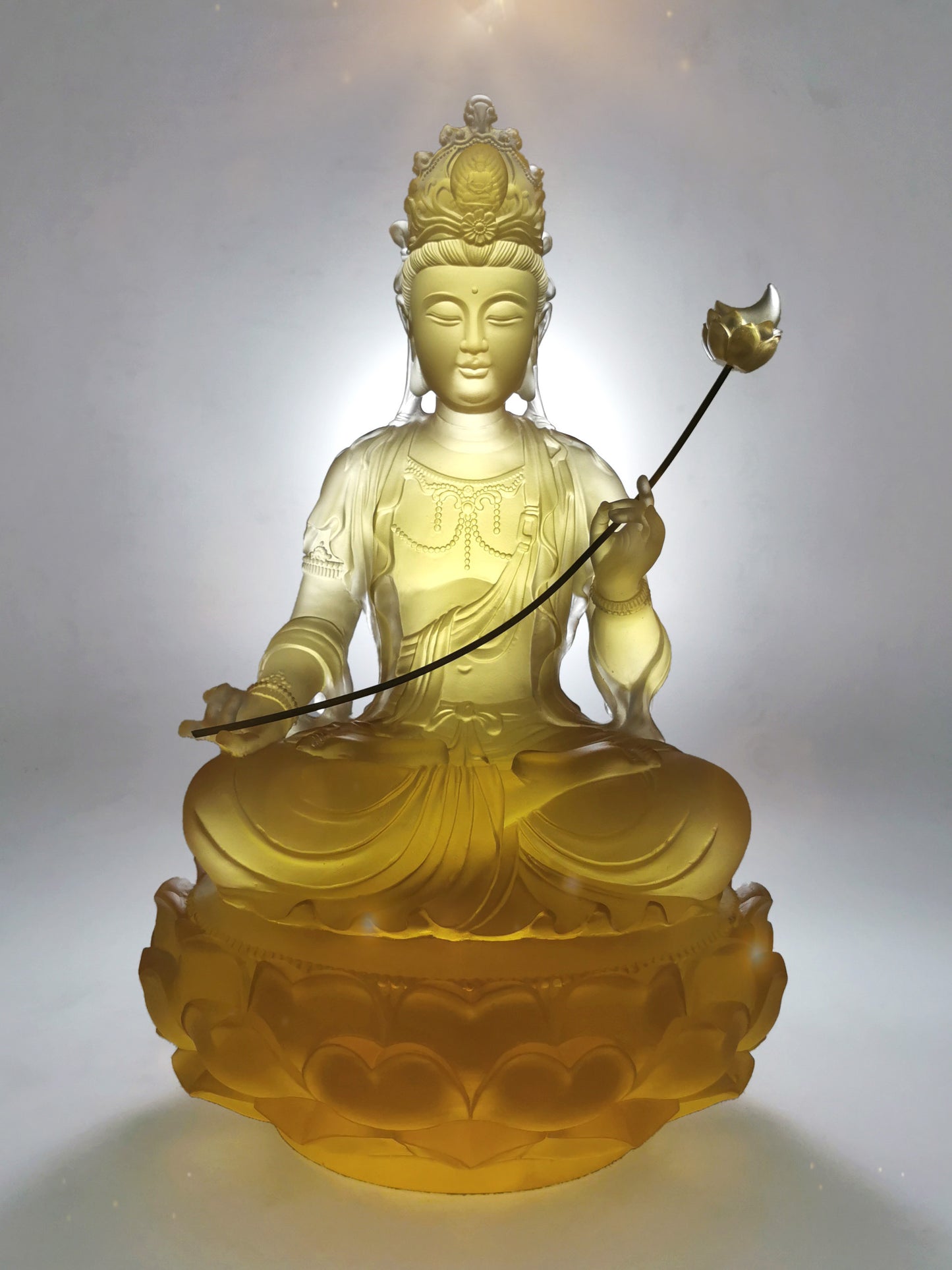 TXF-117 Traditional Liuli Three Buddhas of Eastern Sitting Shape Bhaisajyaguru sun and moon Bodhisattva