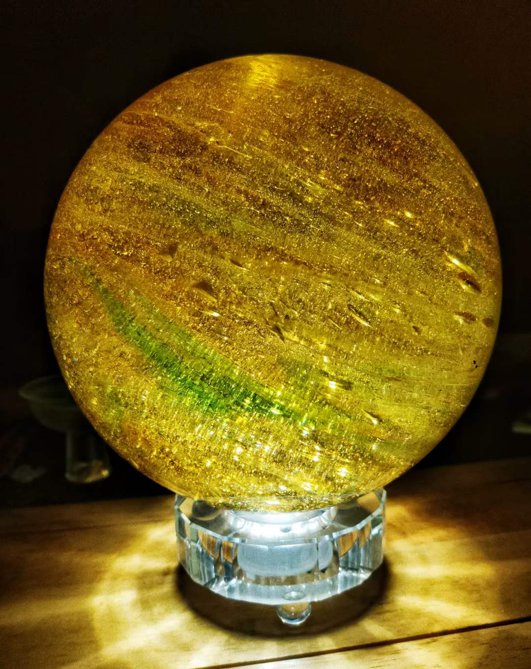 TY-936 Dia.:60mm/80mm/100mm liuli ball with LED Wooden Base