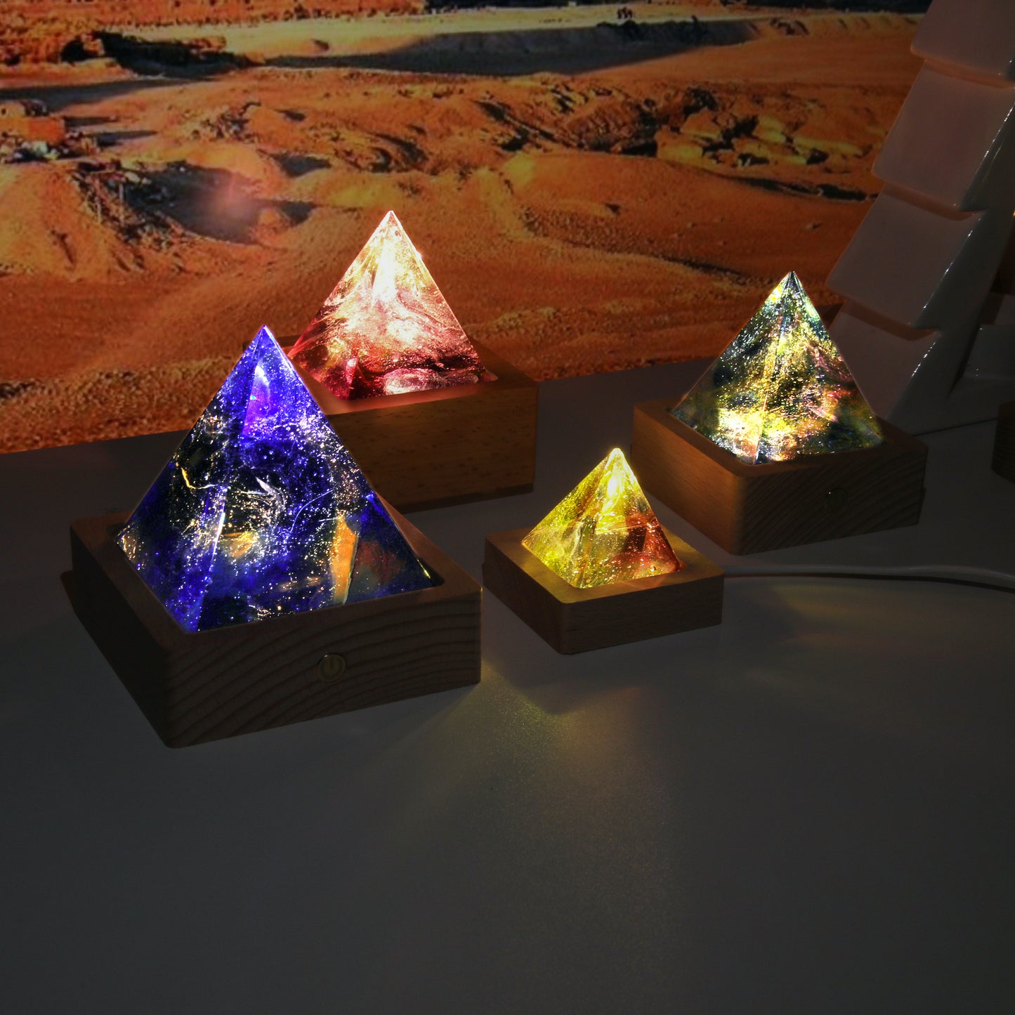 TY-937 Liuli Pyramid with LED wooden base