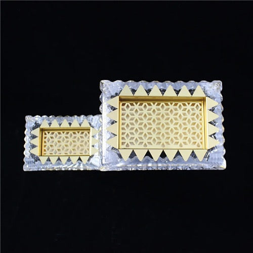 FM-949 Mosaic Vase Clear Crystal Glass Bakhoor Burner Rectangle shape