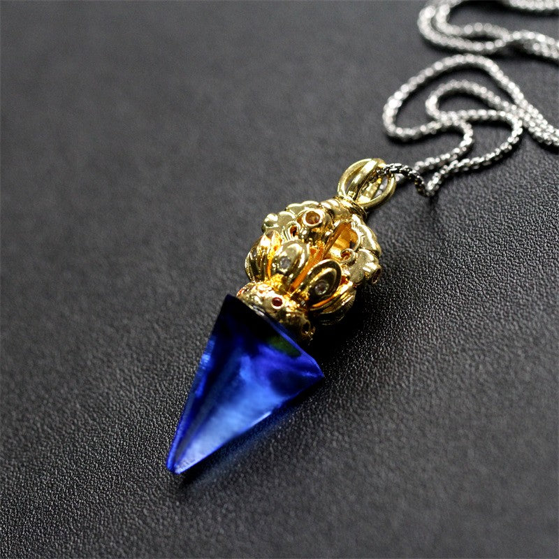 GF-976 Liuli Pendant Inset Color Diamond Cone shape 5 colors