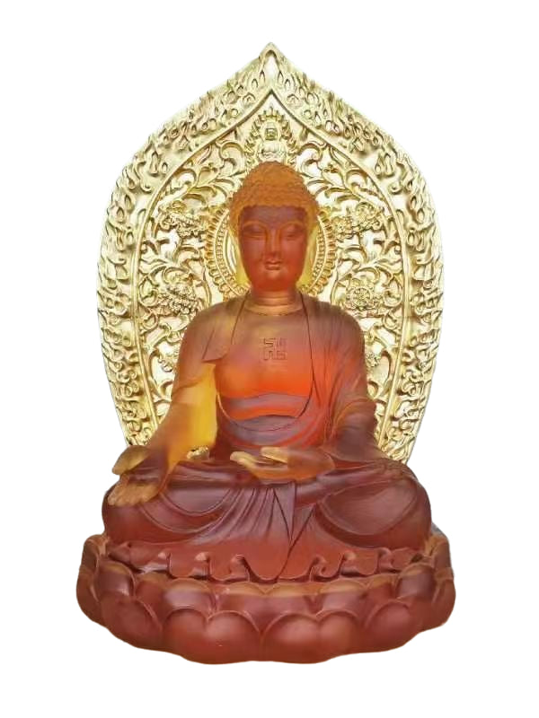 TXF-018 Temple Worship Decoration Traditional Liuli Large Medicine Buddha Statues Gilding Gold Garden Decor