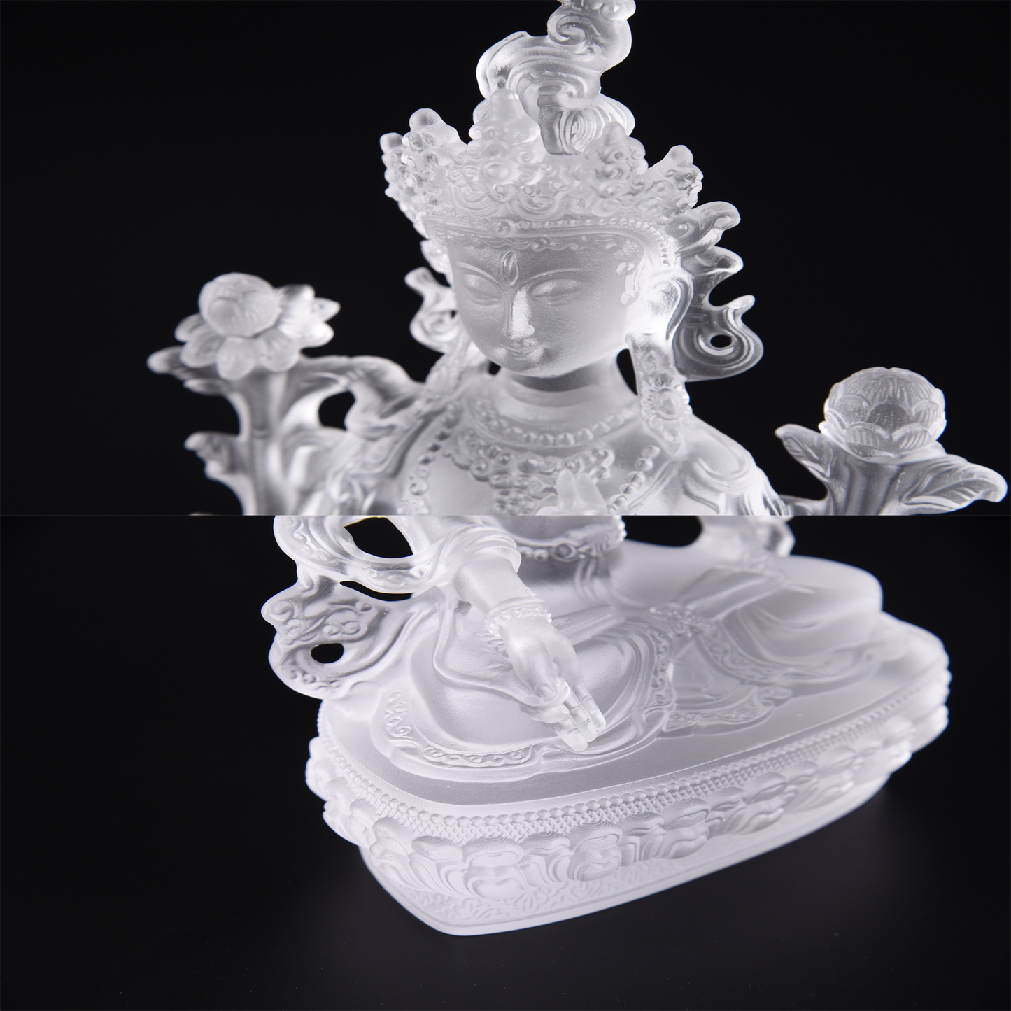 TXF-005 Handmade Sculpture Religious Figurine Liuli Green/White Tara statue