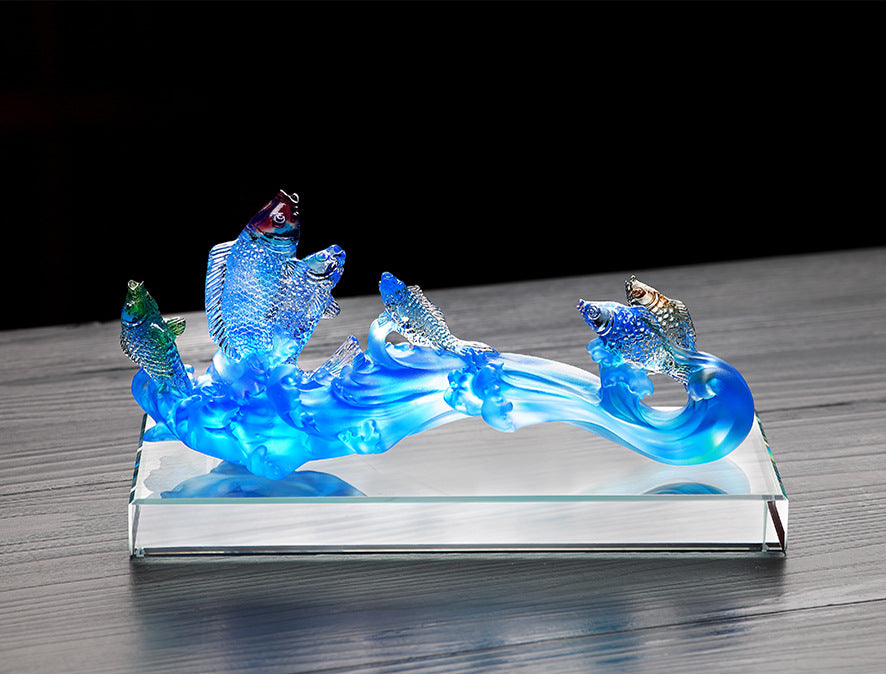 GF-978 Traditional Liuli Ruyi Scepter Home Decoration Craft Treasure Fengshui