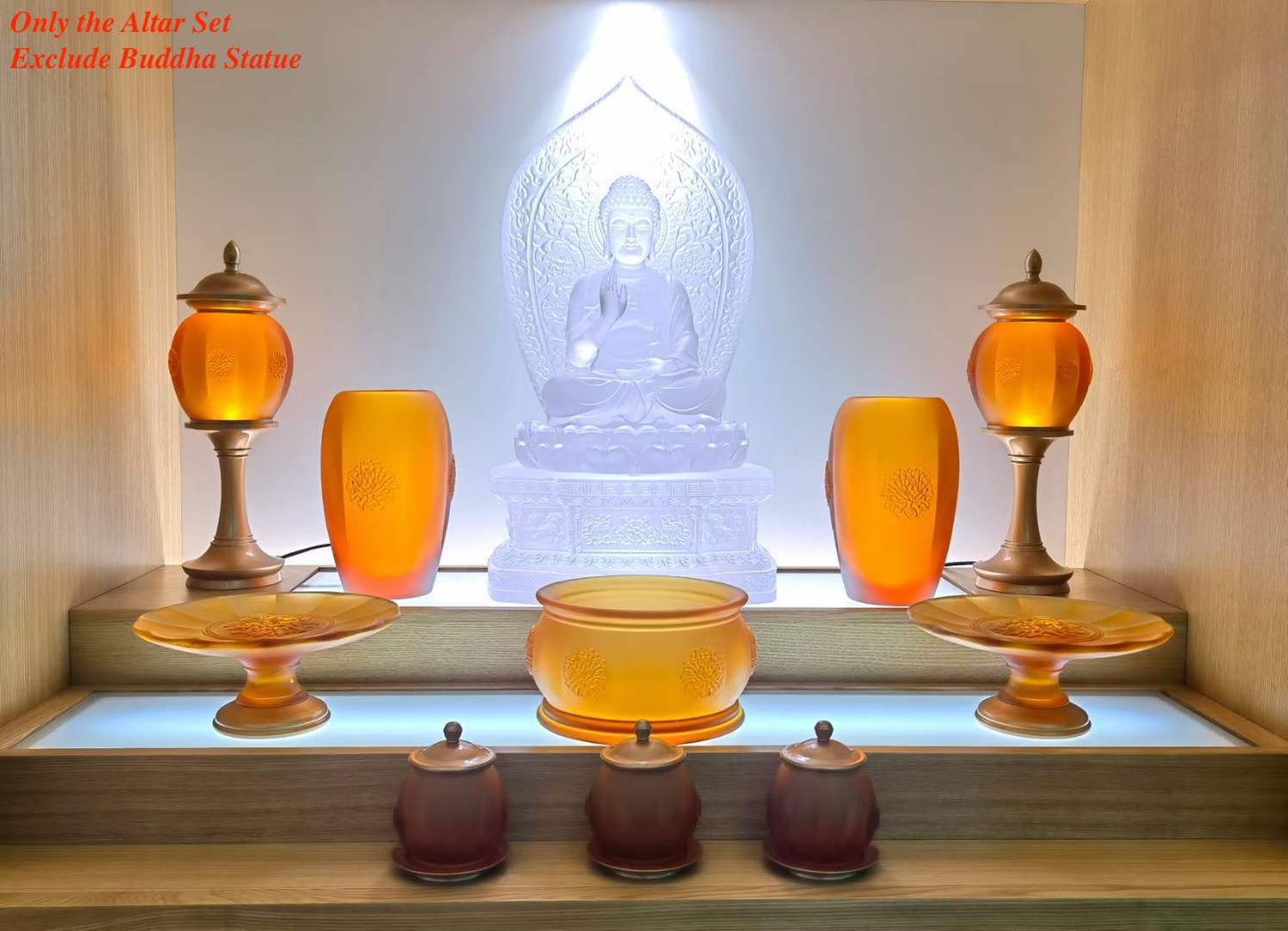 TXJ-600 A 10-piece Traditional Liuli Crystal Rosette Buddhist Altar set