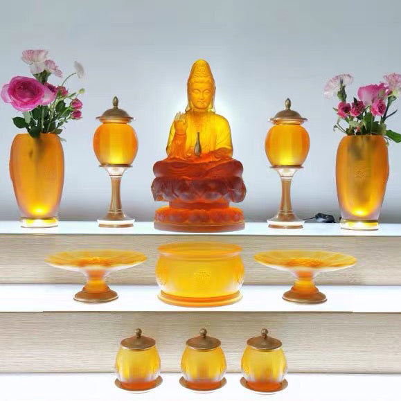 TXF-105Traditional Liuli Kwan-yin Sitting Buddha