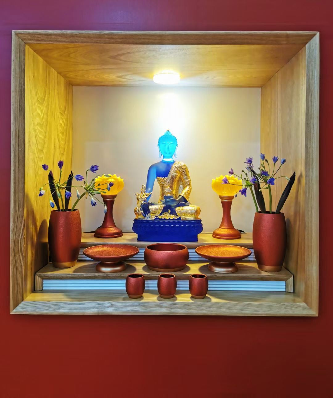 TXJ-900-2 A 10-piece Copper Leisurely Worship Buddha Altar Set home temple decoration ornaments