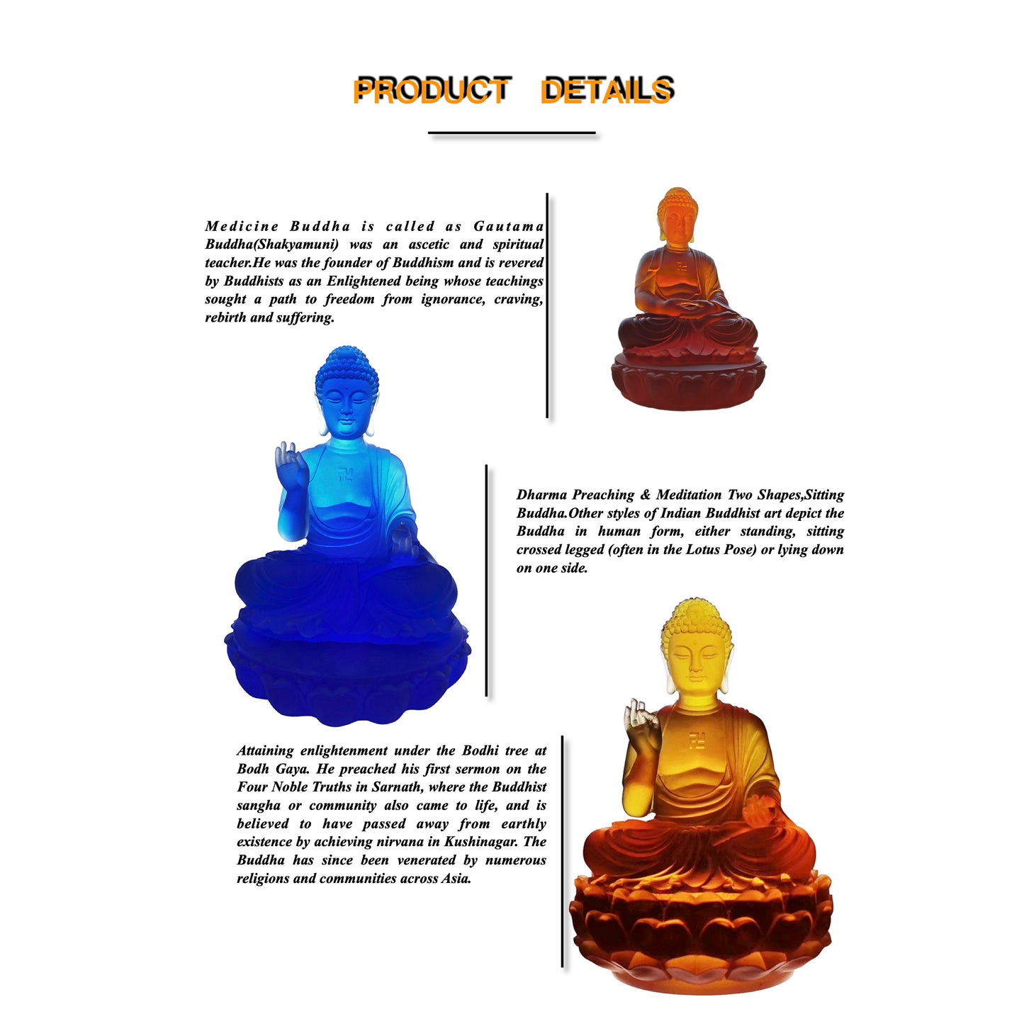 TXF-102Traditional Liuli Sakyamuni Buddha Statue garden decoration outdoor