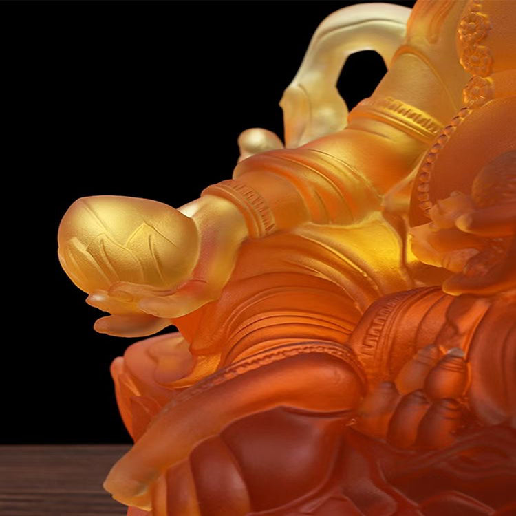 TXF-008 Home Decoration Fengshui Ornament Traditional Liuli Yellow Jambhala Statue