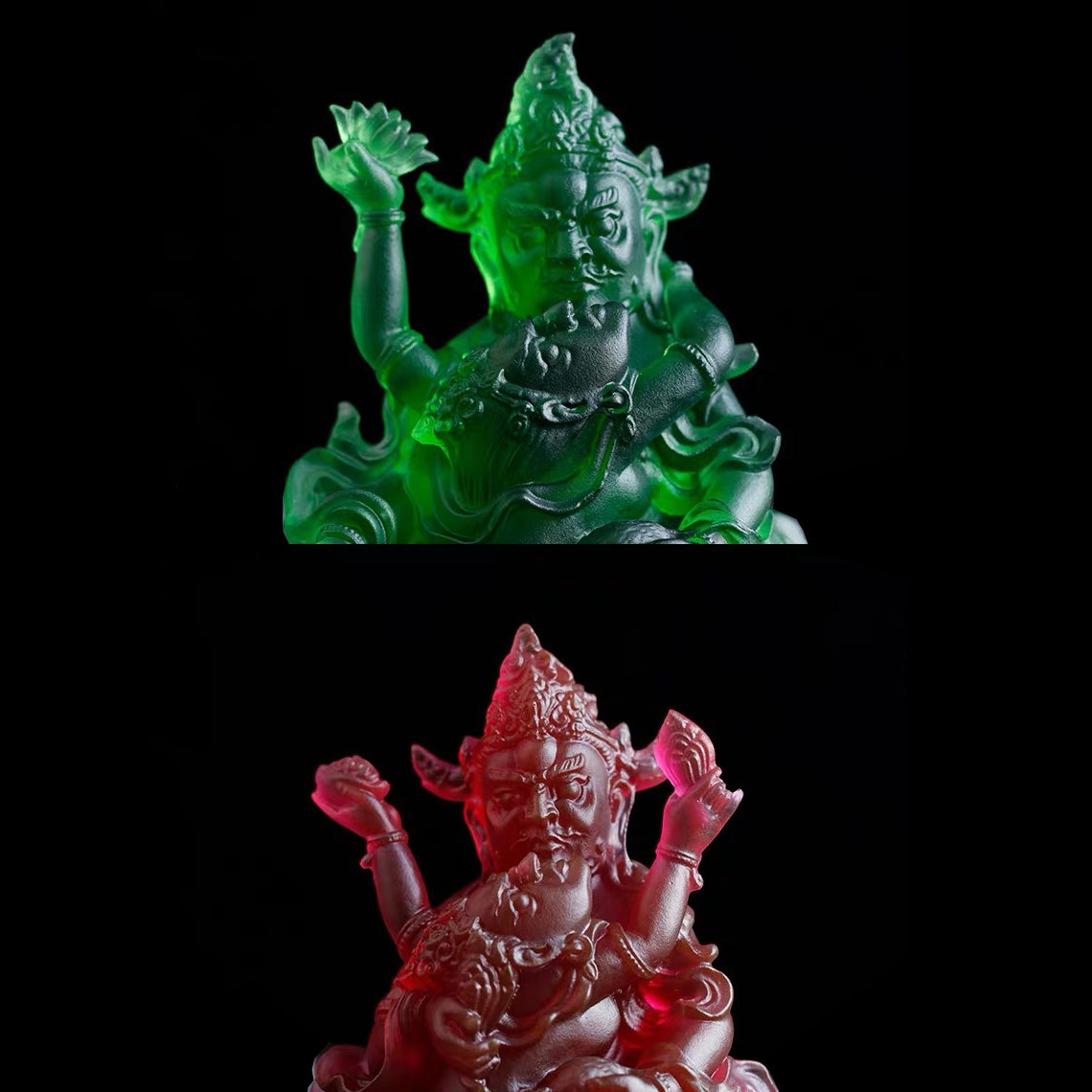 TXF-011 Traditional Liuli Tibetan Buddhism God Of Wealth and Fortune the Five Jambhalas/Offering Water Five Jambhalas