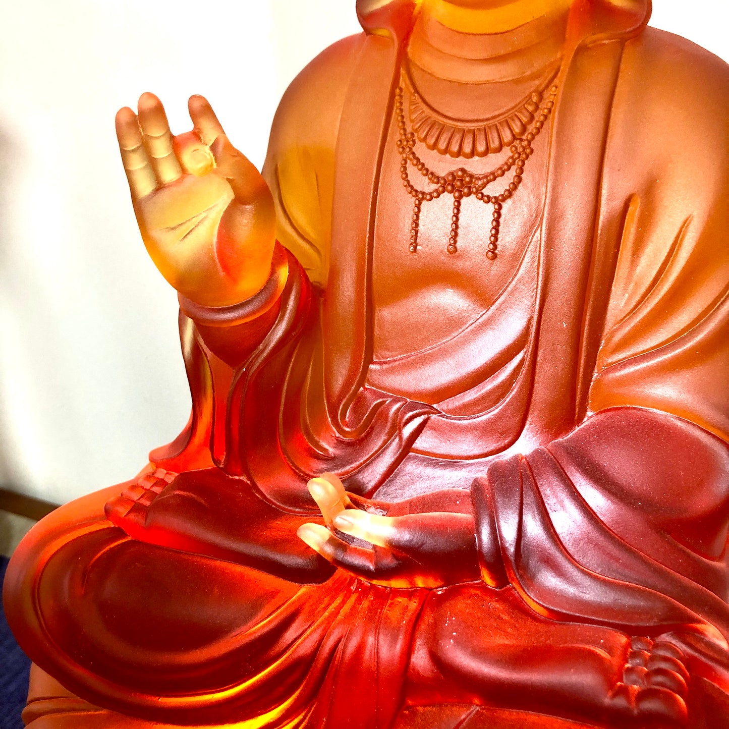 TXF-105Traditional Liuli Kwan-yin Sitting Buddha