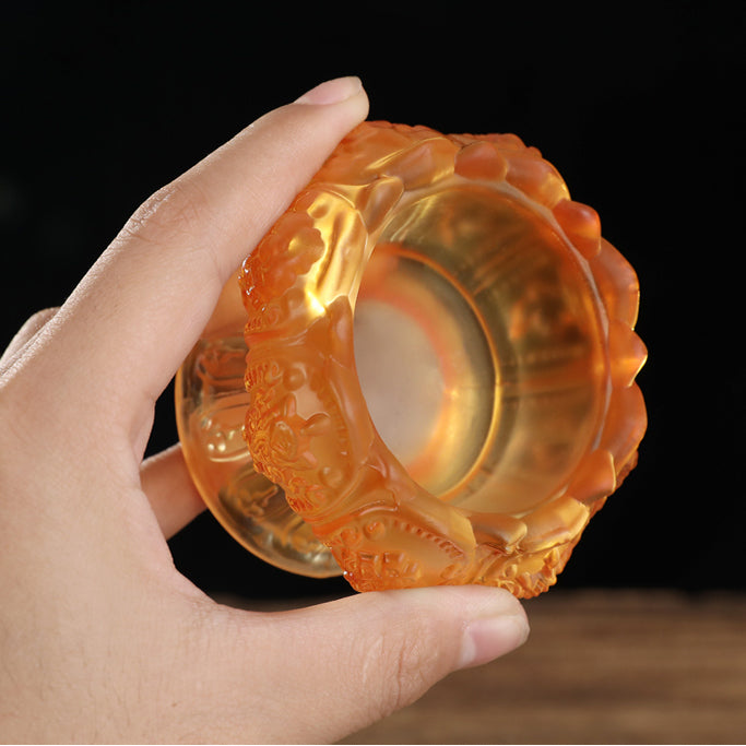 TXJ-231 Multipurpose home decoration eight-auspicious symbol traditional liuli holy cup / candle holder