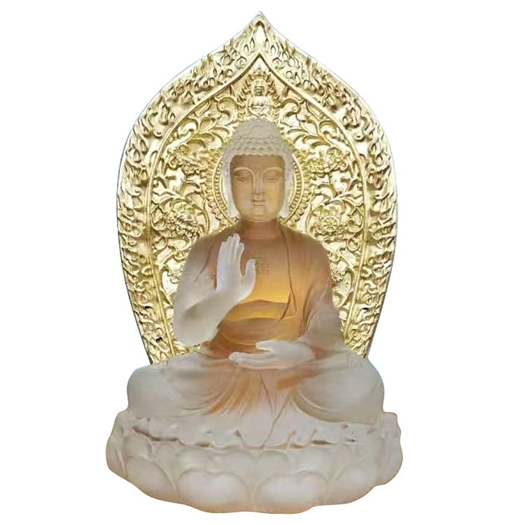 TXF-018 Temple Worship Decoration Traditional Liuli Large Medicine Buddha Statues Gilding Gold Garden Decor