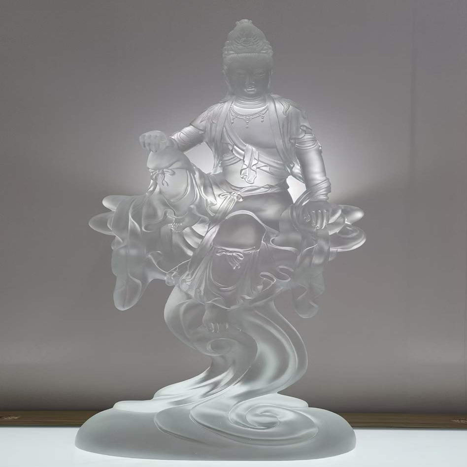 TXF-109 Home Shrine Decoration Ornament Traditional Liuli Customized Fearless avalokitesvara kwan yin guanyin statue