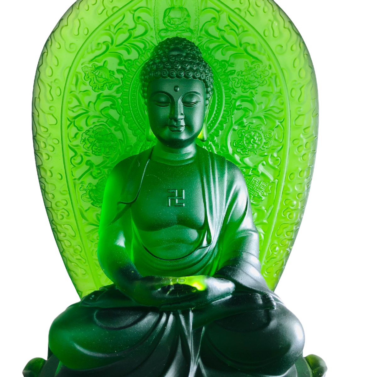 TXF-017 Wholesale Traditional Liuli Crystal Glass Seven Medicine Shakyamuni Gautama Buddha Statue with Backboard