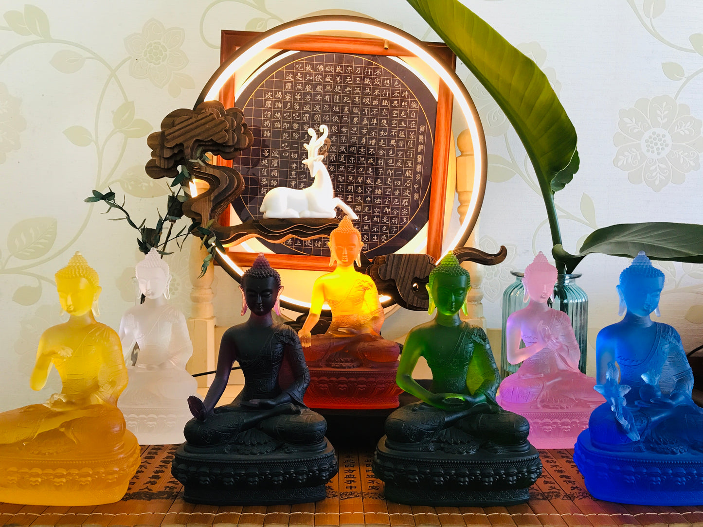 TXF-015 Traditional Liuli Crystal buddhism idols patung buddha shakyamuni buddhist monk statue
