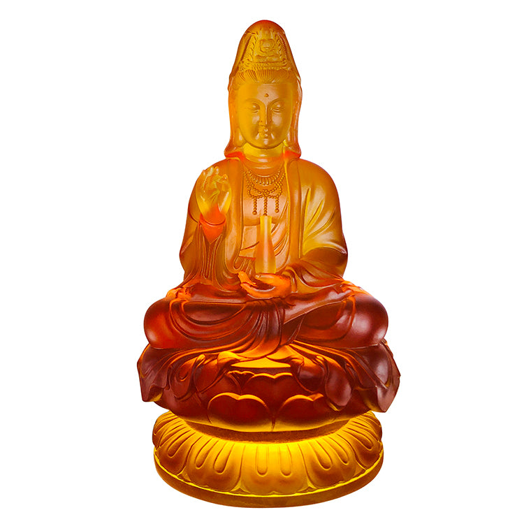 TXF-105Traditional Liuli Kwan-yin Sitting Buddha