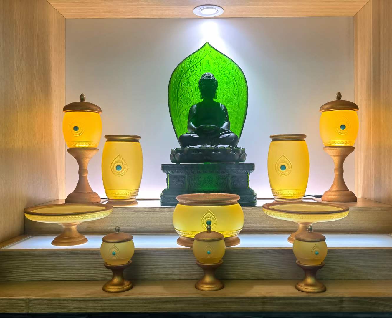 TXJ-800 A 10-piece set Fanhua Worship Buddha Altar Set Home Temple Decoration Gift box Liuli material