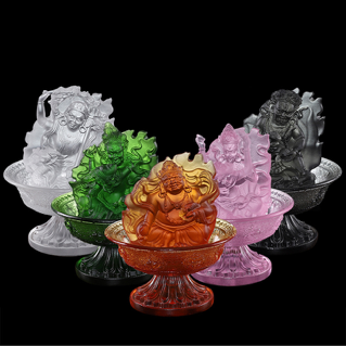 TXF-011 Traditional Liuli Tibetan Buddhism God Of Wealth and Fortune the Five Jambhalas/Offering Water Five Jambhalas