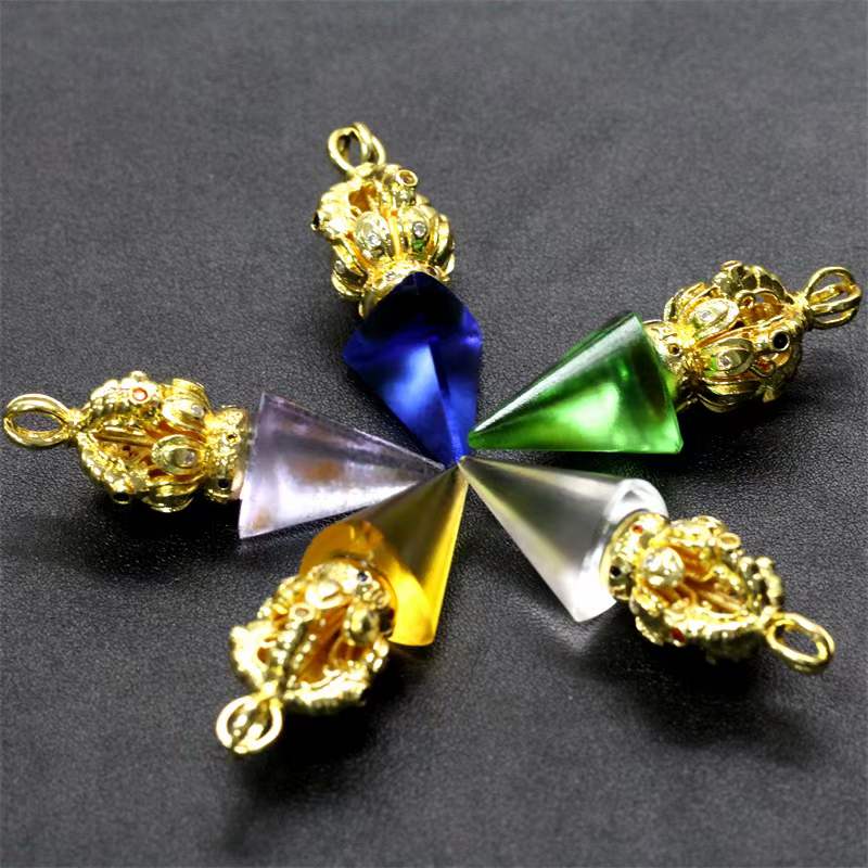 GF-976 Liuli Pendant Inset Color Diamond Cone shape 5 colors