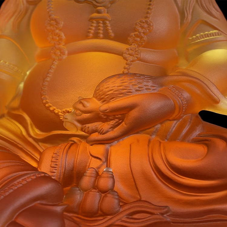 TXF-008 Home Decoration Fengshui Ornament Traditional Liuli Yellow Jambhala Statue