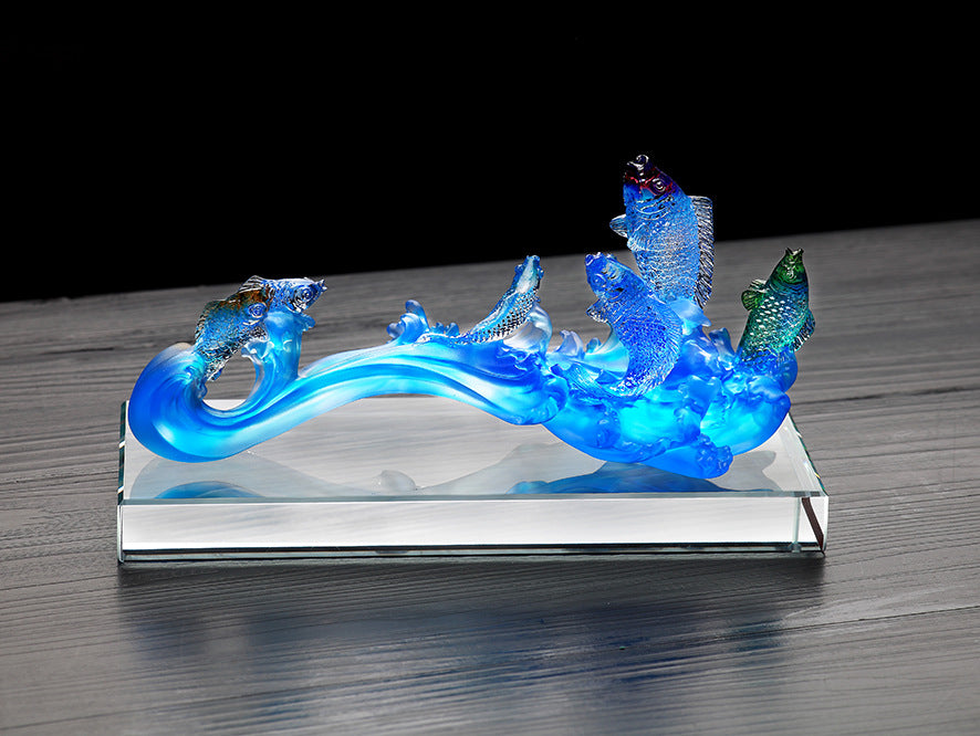 GF-978 Traditional Liuli Ruyi Scepter Home Decoration Craft Treasure Fengshui